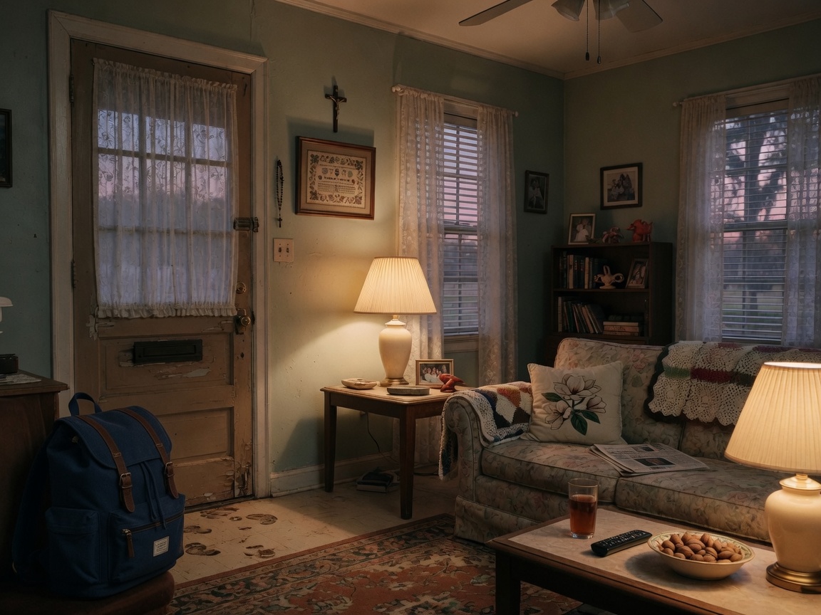 A Gulf South living room at dusk — the kind of day voluntary benefits are built for.